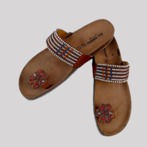 Stylish African sandals with cork sole and beads