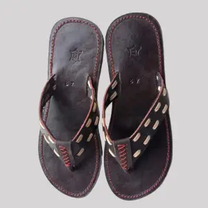 handcrafted leather sandals with braided strap design