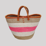 Eco-friendly handmade African sisal basket bag with leather accents