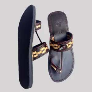 handcrafted leather sandals with braided strap design