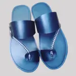 Black handcrafted leather sandals with braided strap design